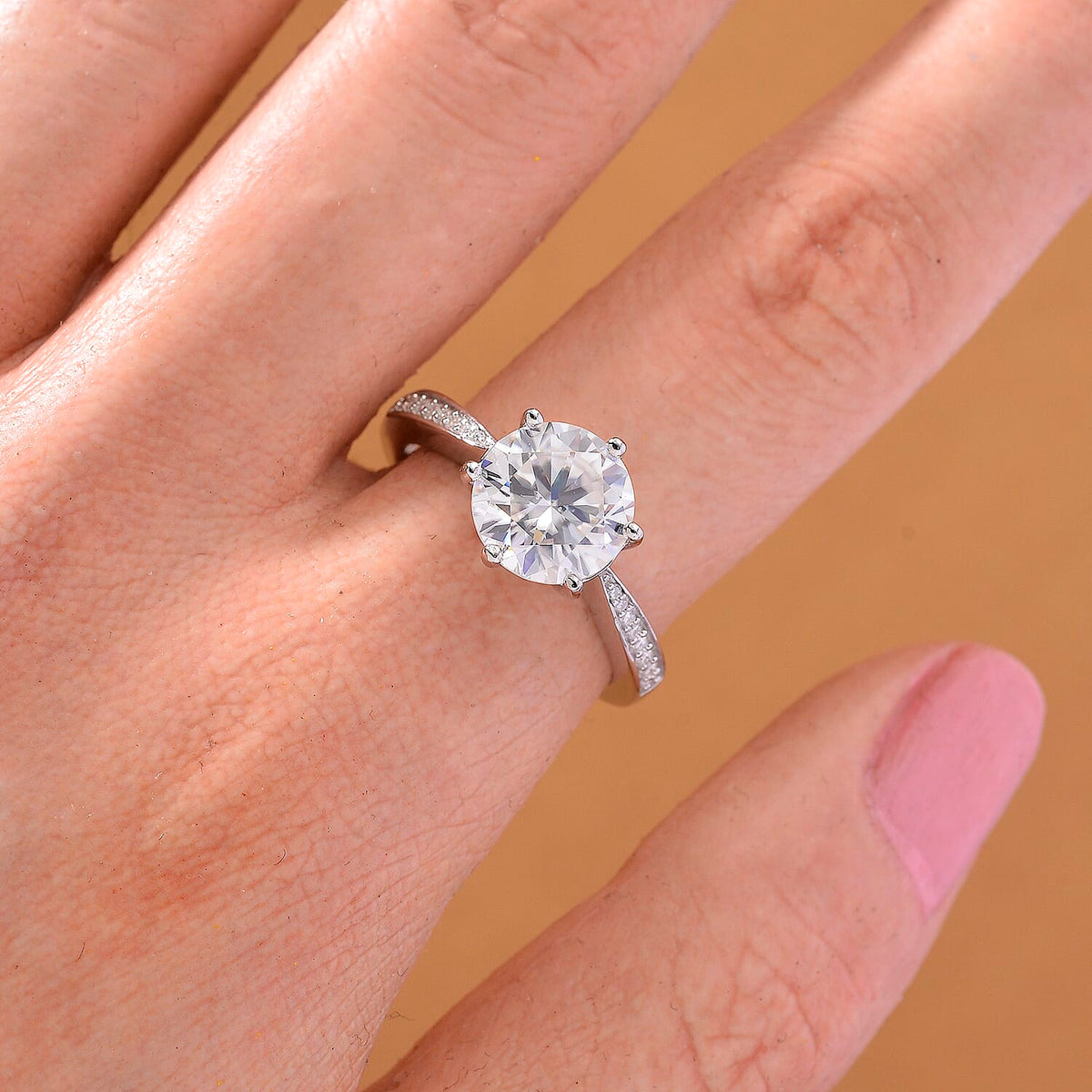 3.9 Ct. Moissanite Solitaire Ring in Rhodium Sterling Silver 8280145 3