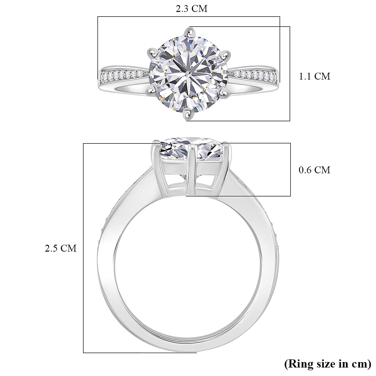3.9 Ct. Moissanite Solitaire Ring in Rhodium Sterling Silver 8280145 6