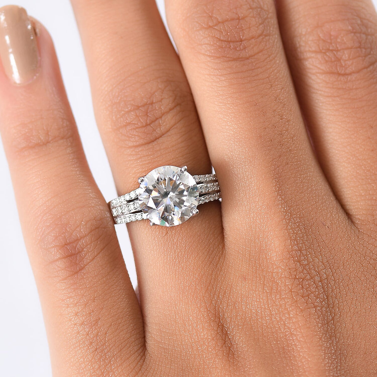3.9 Ct. Moissanite Solitaire Ring in Rhodium Sterling Silver 8290008 3