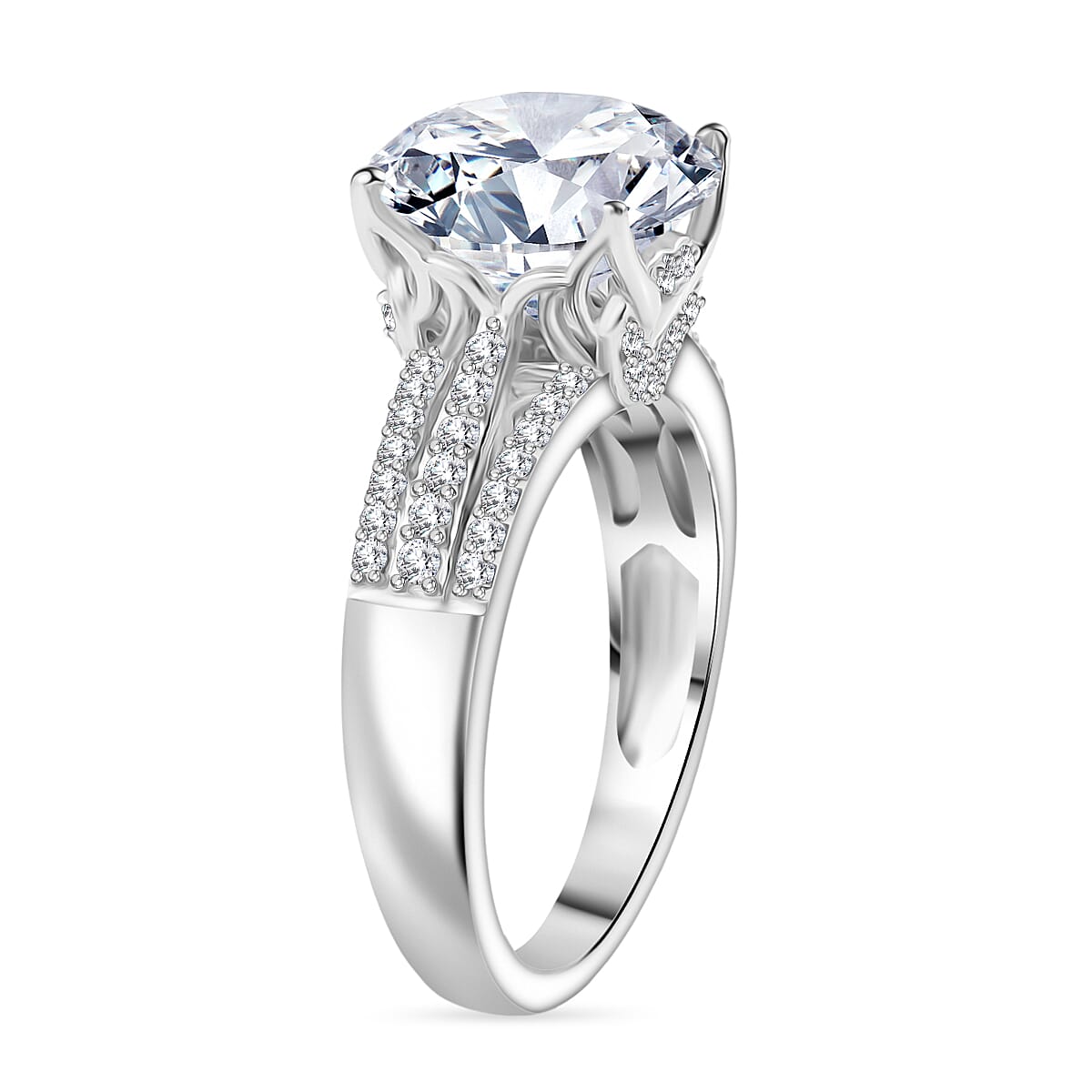 3.9 Ct. Moissanite Solitaire Ring in Rhodium Sterling Silver 8290008 4