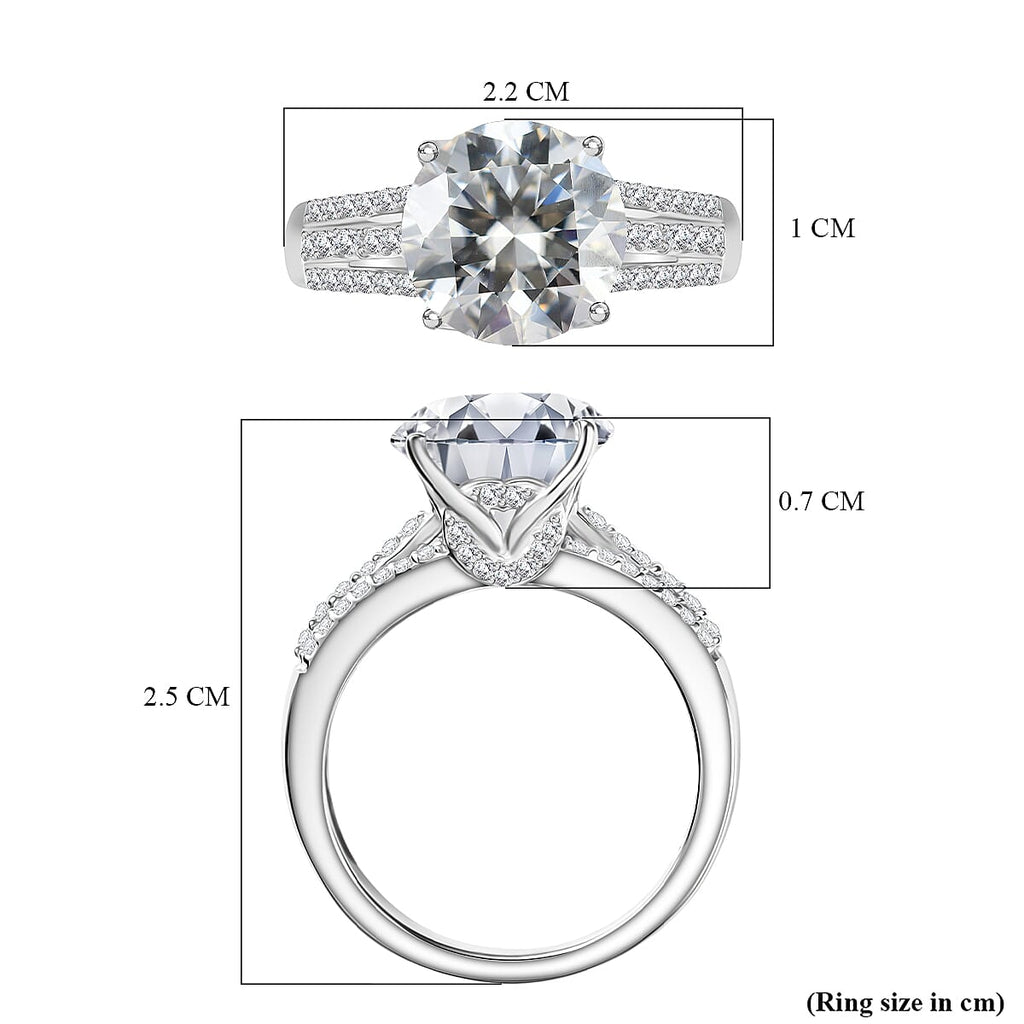 D'Joy Moissanite Ring in Rhodium Overlay Sterling Silver 3.94 Ct.