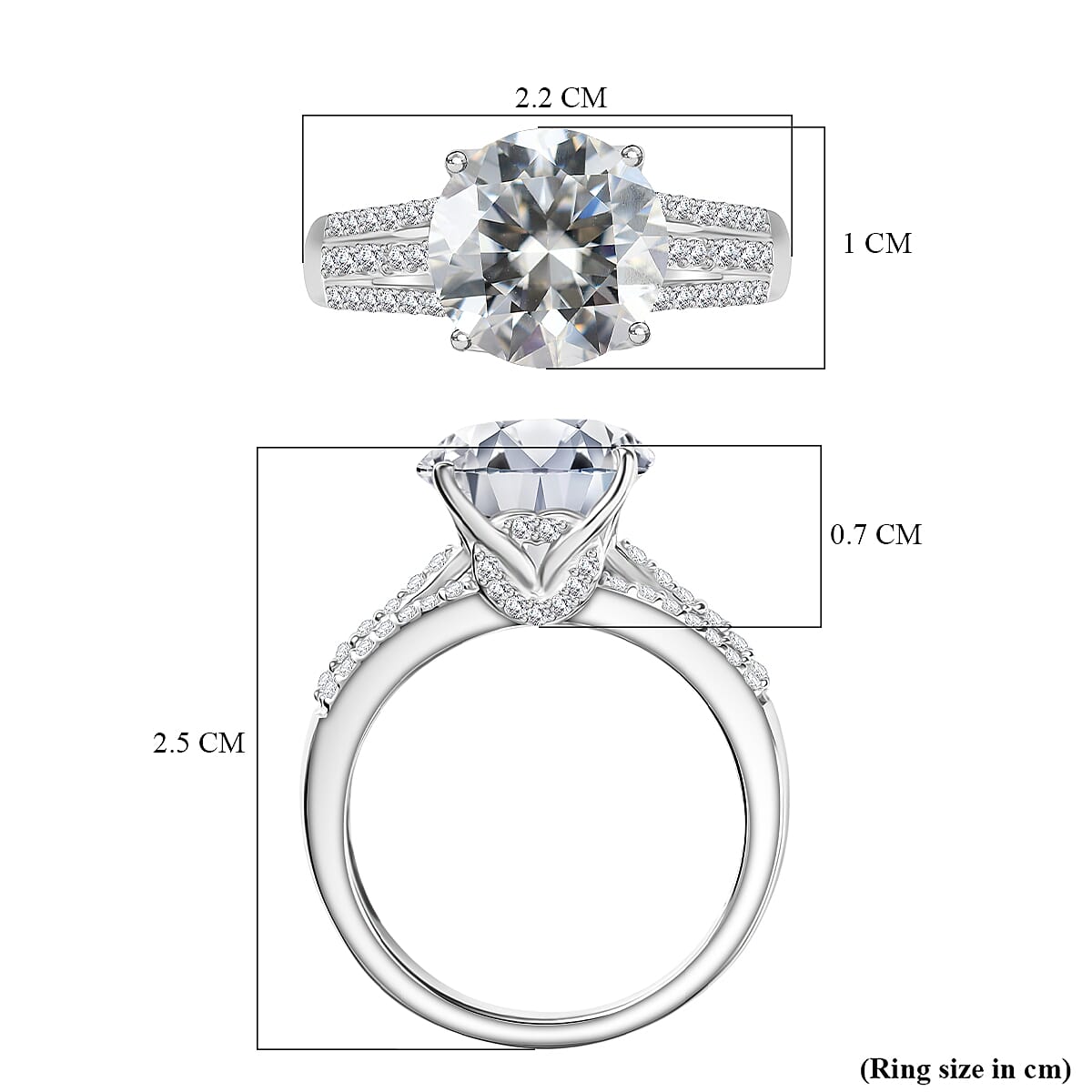 3.9 Ct. Moissanite Solitaire Ring in Rhodium Sterling Silver 8290008 6