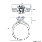 D'Joy Moissanite Ring in Rhodium Overlay Sterling Silver 3.94 Ct.