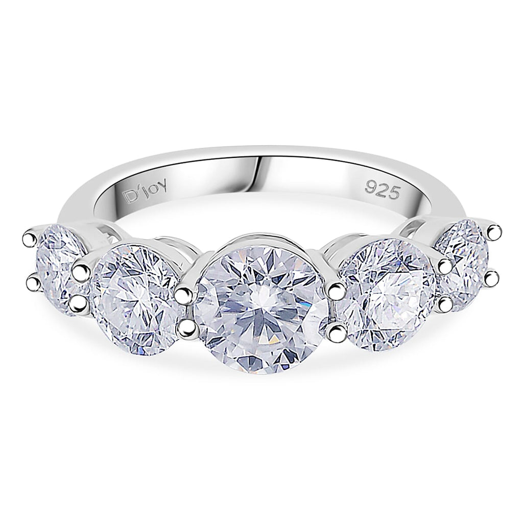 One Time Mega Buy-Moissanite  Open Set Ring VS-EF in Rhodium Overlay Sterling Silver 4.15 Ct.