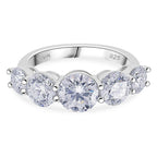 One Time Mega Buy-Moissanite  Open Set Ring VS-EF in Rhodium Overlay Sterling Silver 4.15 Ct.