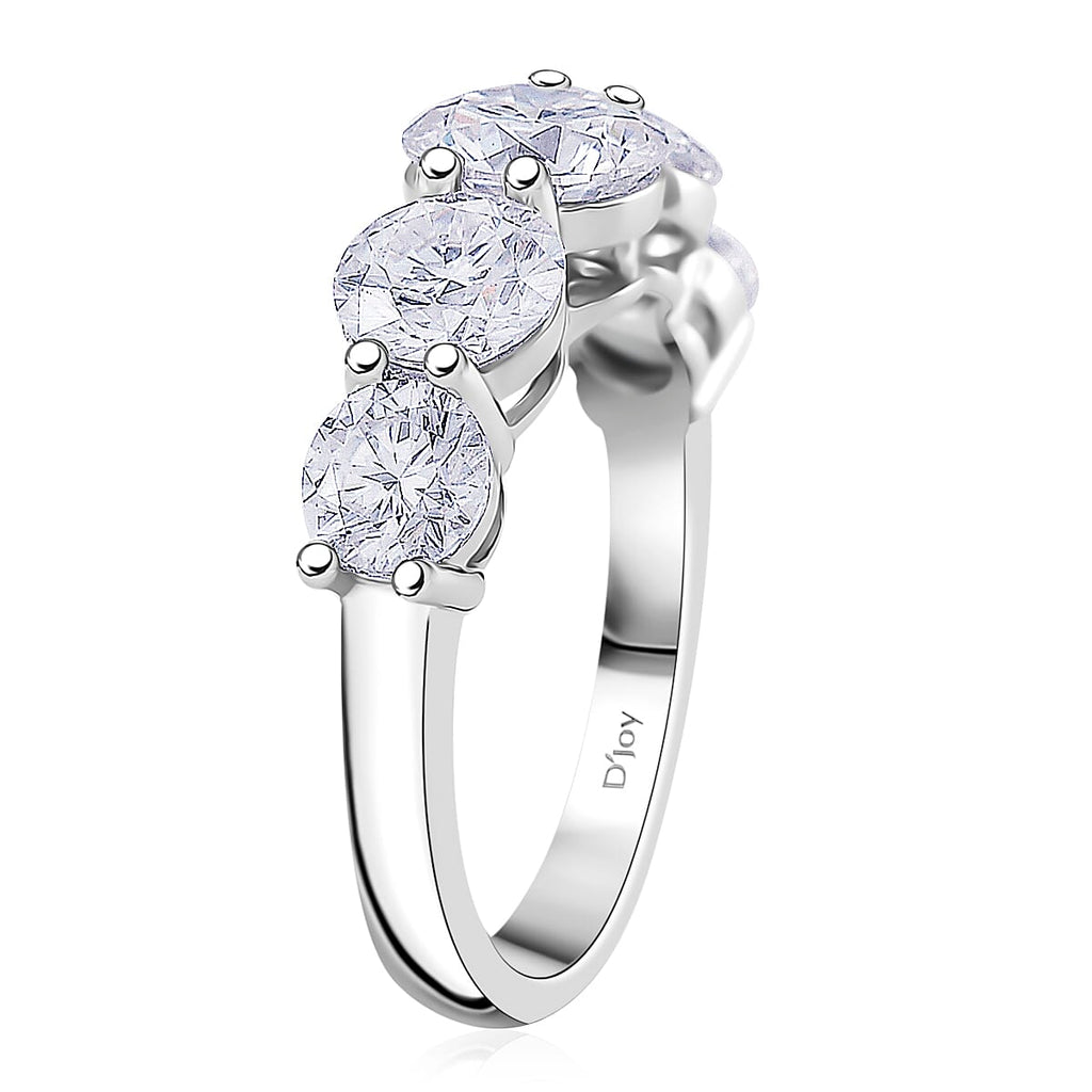 One Time Mega Buy-Moissanite  Open Set Ring VS-EF in Rhodium Overlay Sterling Silver 4.15 Ct.