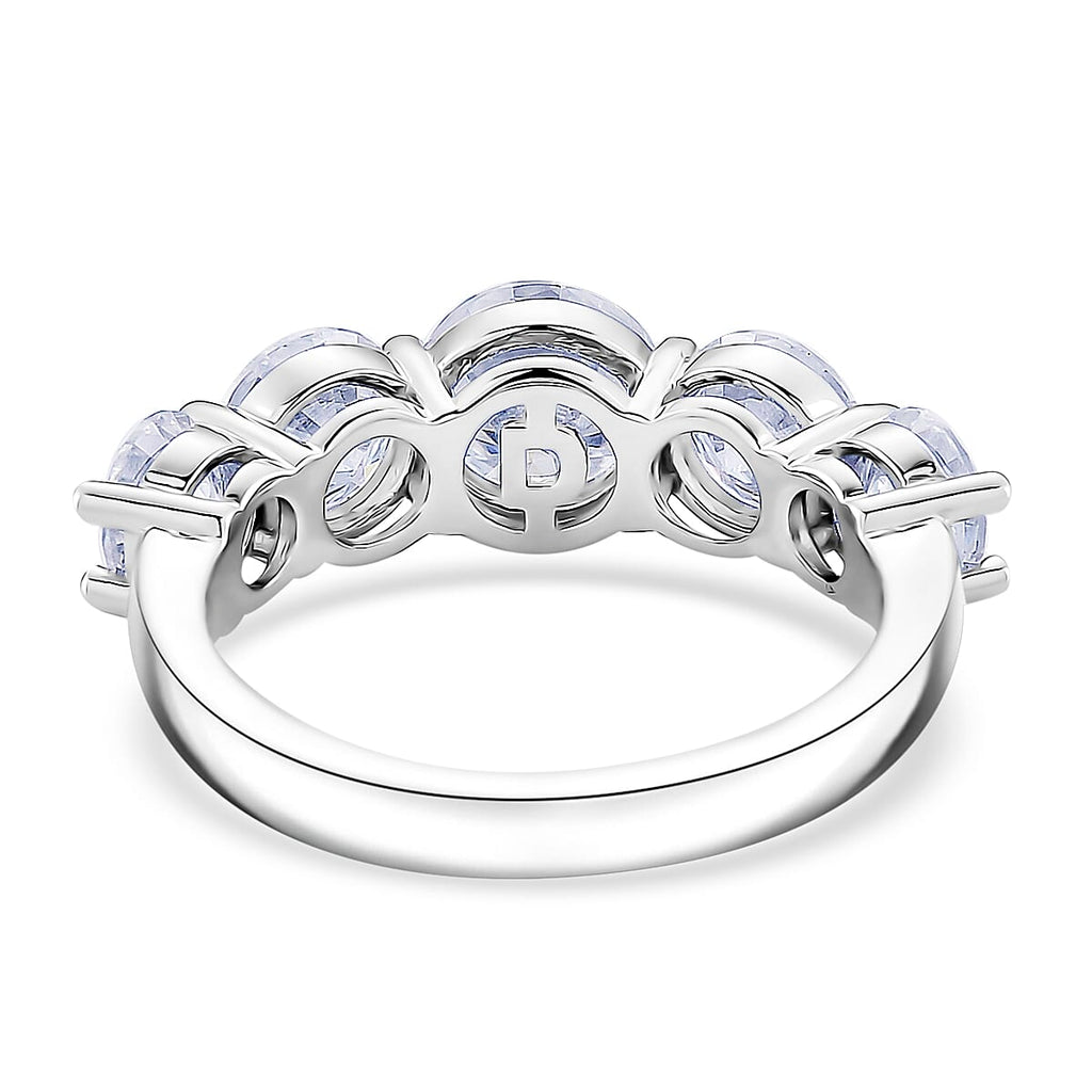 One Time Mega Buy-Moissanite  Open Set Ring VS-EF in Rhodium Overlay Sterling Silver 4.15 Ct.