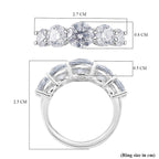 One Time Mega Buy-Moissanite  Open Set Ring VS-EF in Rhodium Overlay Sterling Silver 4.15 Ct.
