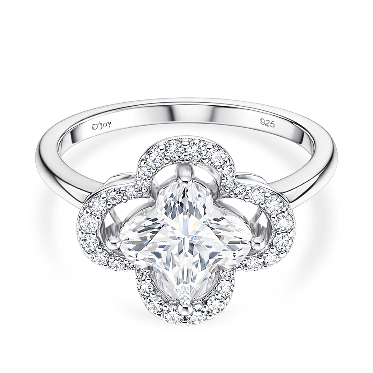 D'Joy Moissanite Floral Halo Ring in Rhodium Overlay Sterling Silver  4.64 Ct. 8370620 0