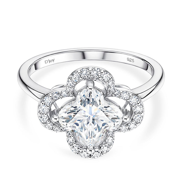 D'Joy Moissanite Floral Halo Ring in Rhodium Overlay Sterling Silver  4.64 Ct. 8370620 1