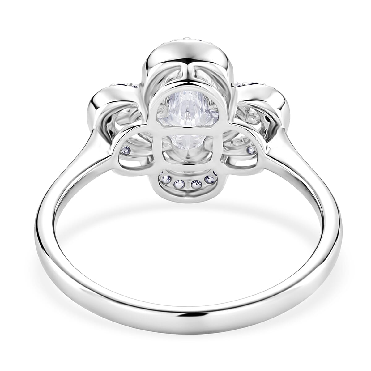 D'Joy Moissanite Floral Halo Ring in Rhodium Overlay Sterling Silver  4.64 Ct. 8370620 5