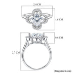 D'Joy Moissanite Floral Halo Ring in Rhodium Overlay Sterling Silver  4.64 Ct.