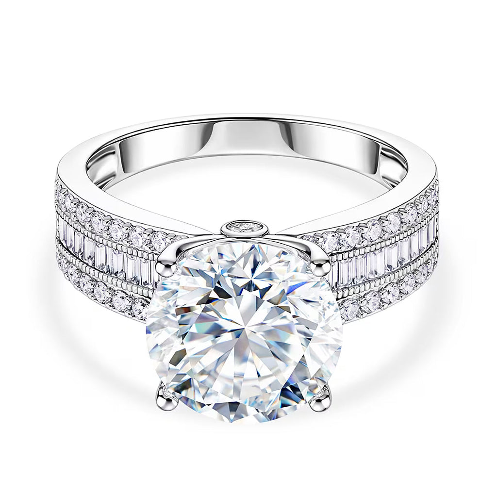 D'Joy - Moissanite Solitaire Ring in Rhodium Overlay Sterling Silver  6.22 Ct.