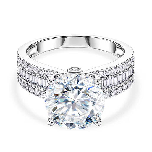 D'Joy - Moissanite Solitaire Ring in Rhodium Overlay Sterling Silver  6.22 Ct.