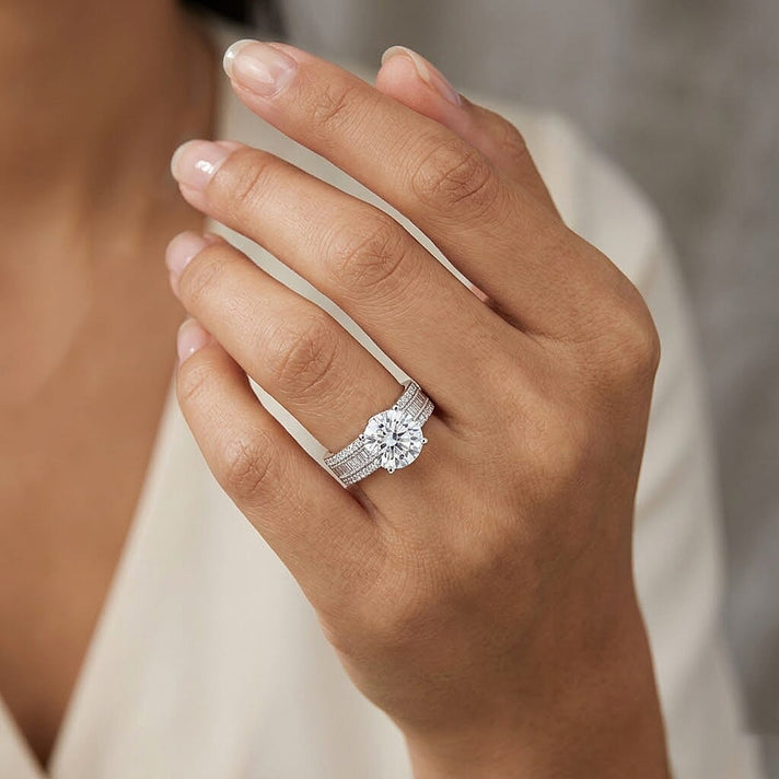 D'Joy - Moissanite Ring in Rhodium Overlay Sterling Silver 6.22 Ct. 8556344 2