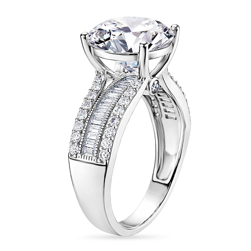 D'Joy - Moissanite Solitaire Ring in Rhodium Overlay Sterling Silver  6.22 Ct.