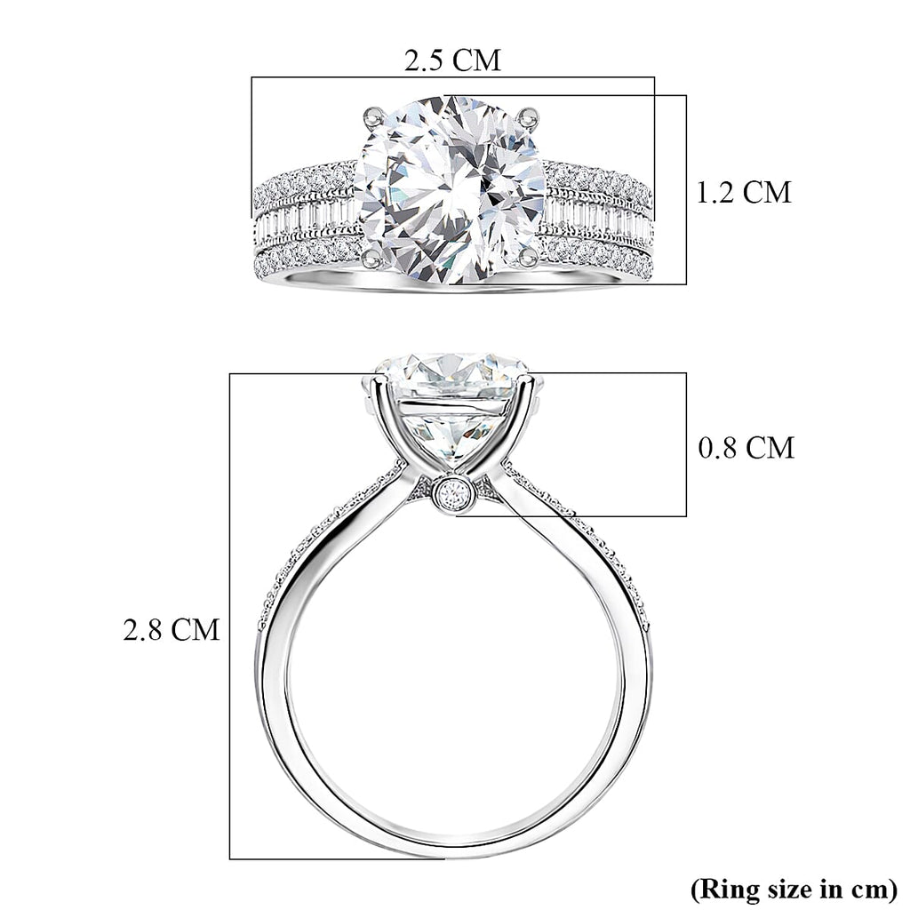 D'Joy - Moissanite Solitaire Ring in Rhodium Overlay Sterling Silver  6.22 Ct.