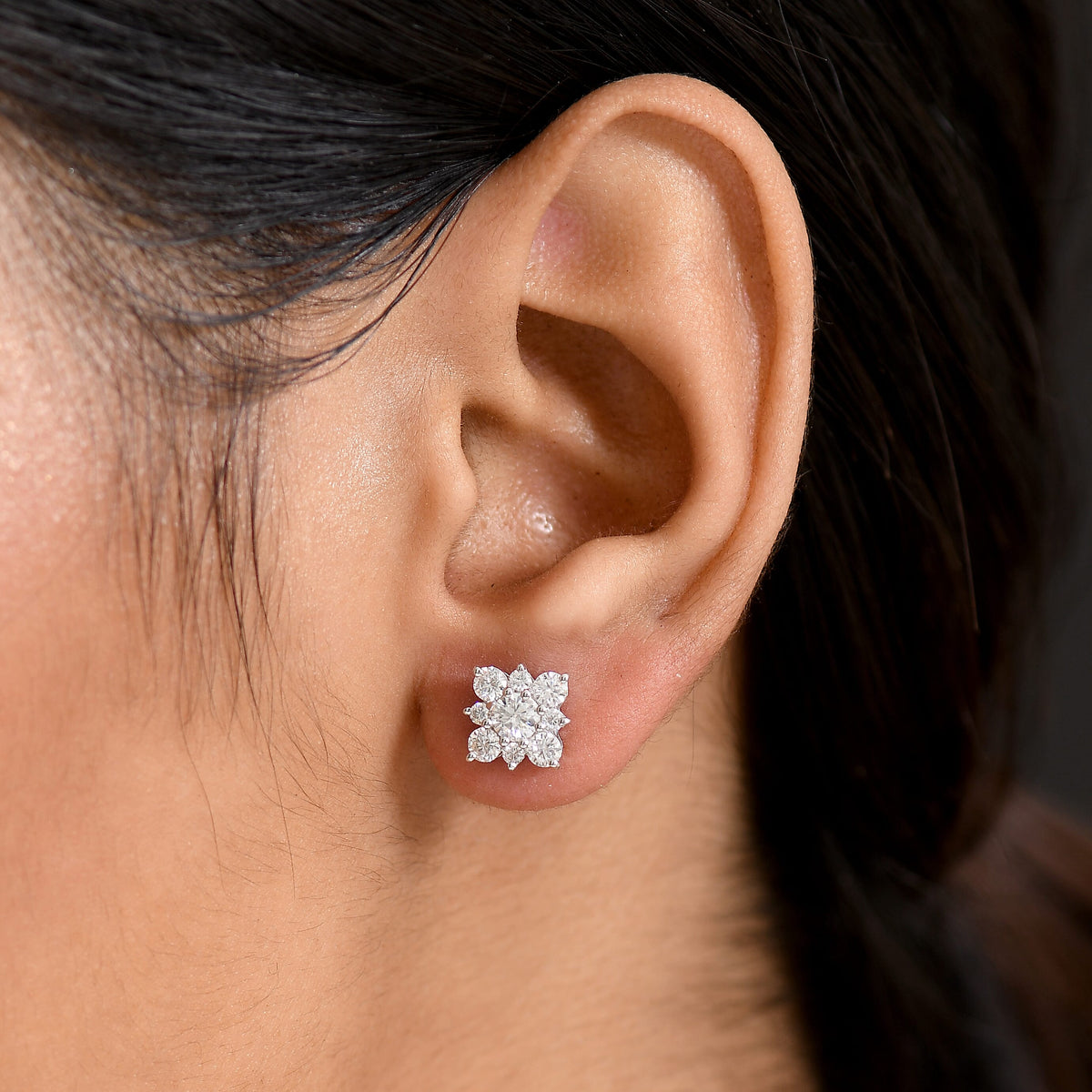D'Joy Moissanite Floral Earring in Platinum Overlay Sterling Silver 1.13 Ct. 8250694 3