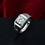 D'Joy Moissanite Signet Ring in Platinum Overlay Sterling Silver, Silver Wt.6.5 Gms  1.83 Ct.