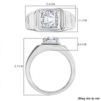 D'Joy Moissanite Signet Ring in Platinum Overlay Sterling Silver, Silver Wt.6.5 Gms  1.83 Ct.