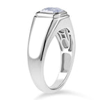 D'Joy Moissanite Mens Ring in Rhodium Overlay Sterling Silver 1.73 Ct, Silver Wt. 5.54 Gms.