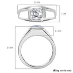 D'Joy Moissanite Mens Ring in Rhodium Overlay Sterling Silver 1.73 Ct, Silver Wt. 5.54 Gms.