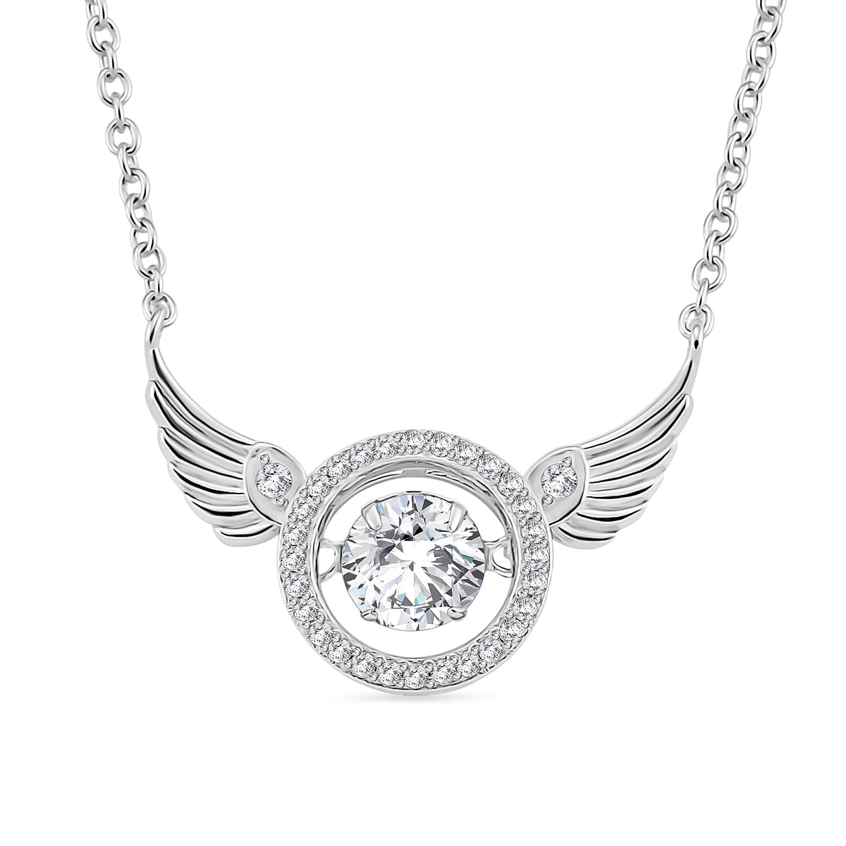 1.1 Ct. Moissanite Solitaire necklace in Rhodium Sterling Silver V32563196 0