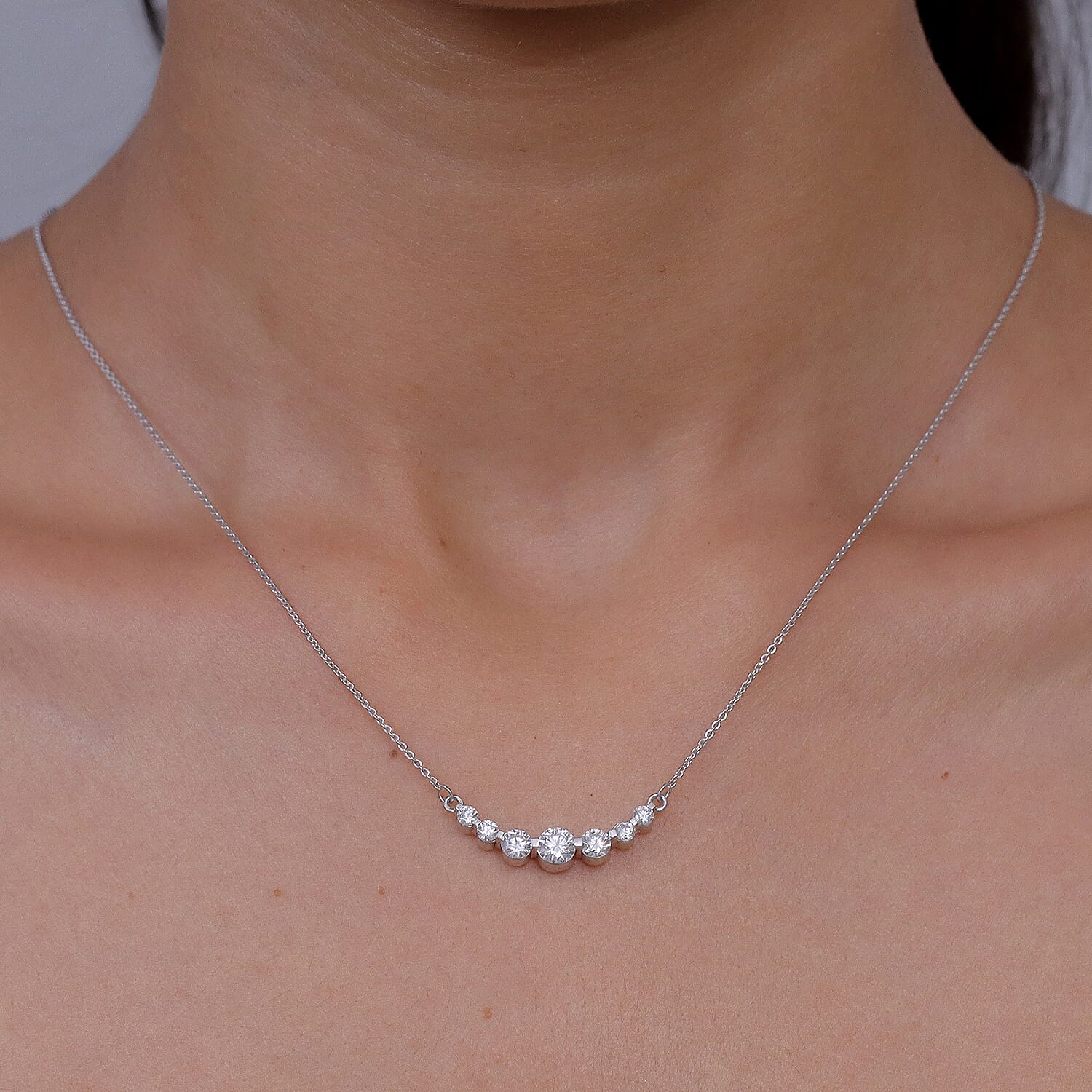 D'Joy - Moissanite Necklace (Size - 20) with Lobster Clasp in Platinum Overlay Sterling Silver 8547688 2