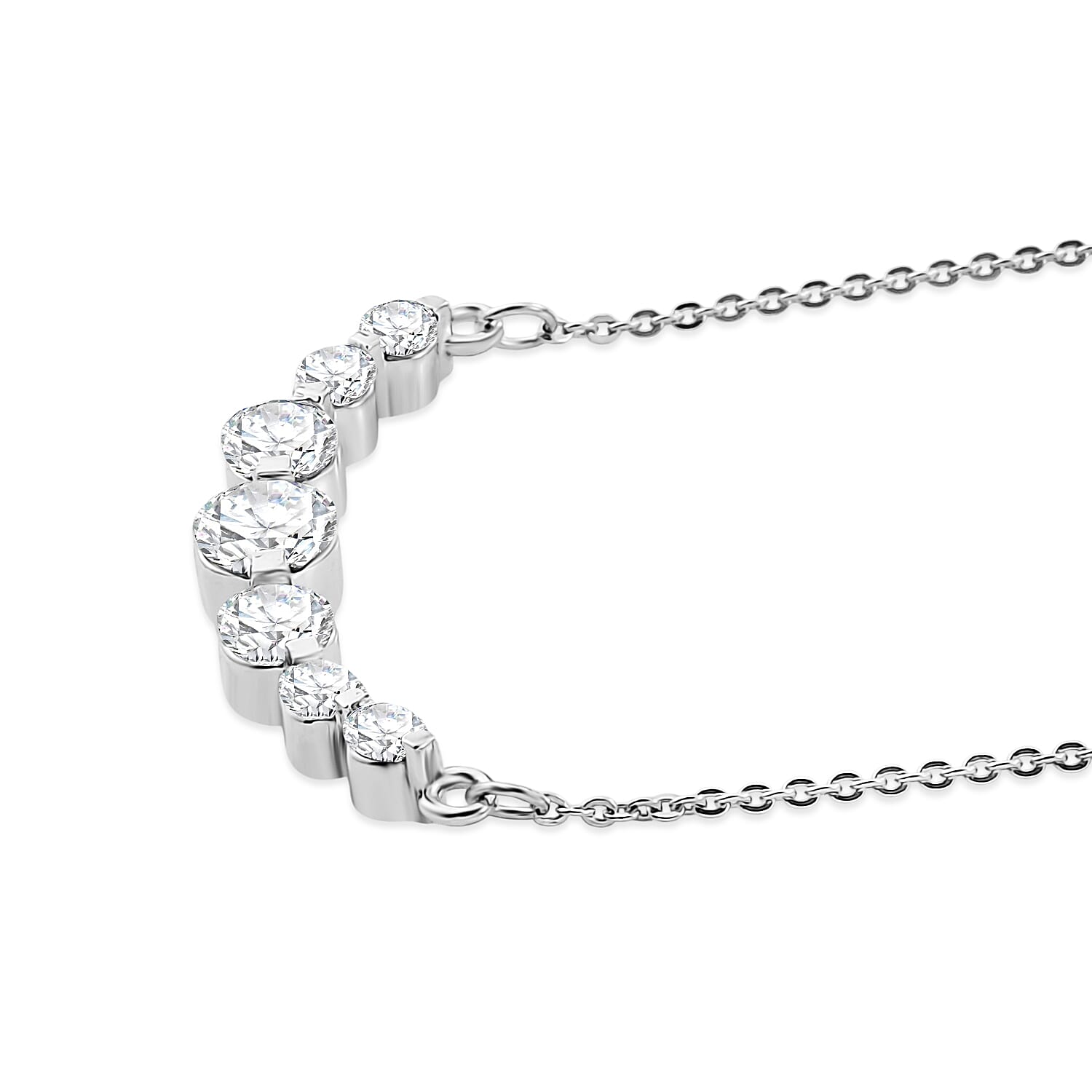 D'Joy - Moissanite Necklace (Size - 20) with Lobster Clasp in Platinum Overlay Sterling Silver 8547688 4