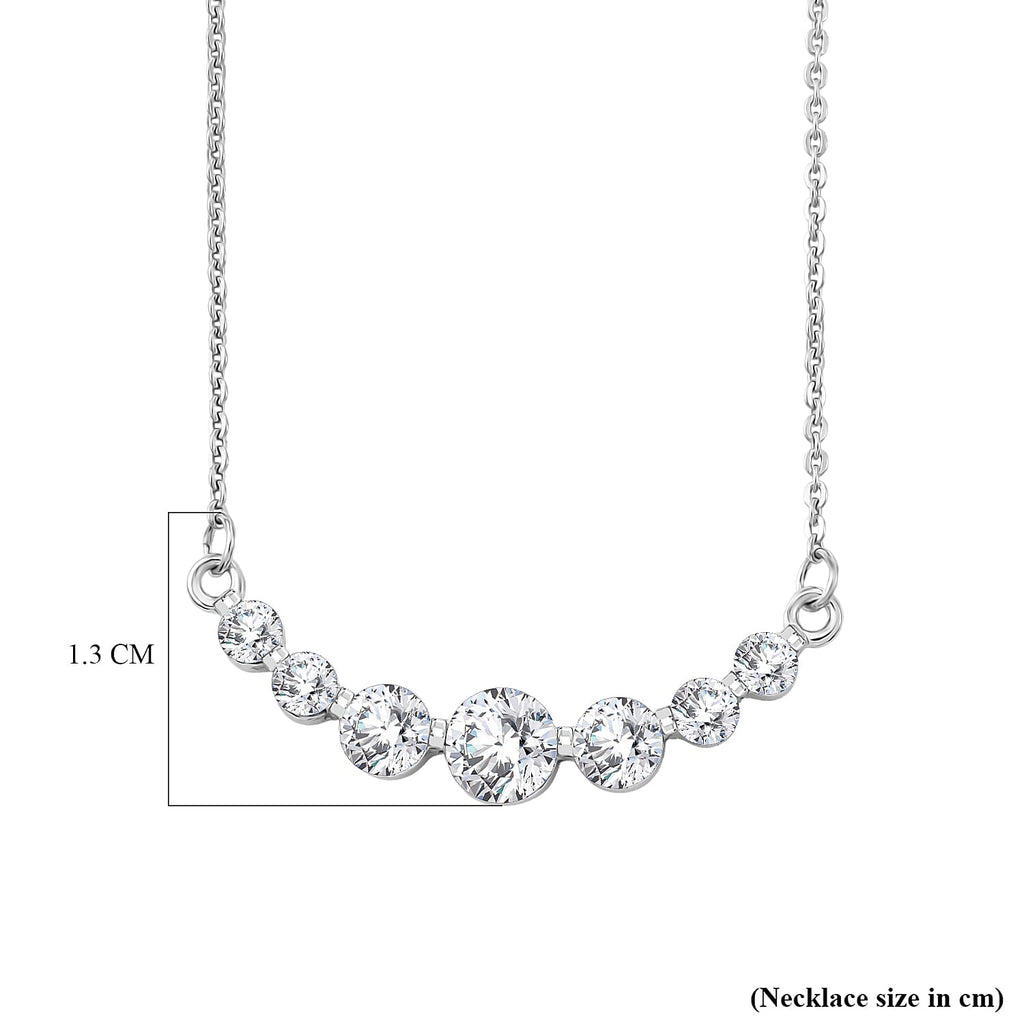 D'Joy - Moissanite Necklace (Size - 20) with Lobster Clasp in Platinum Overlay Sterling Silver