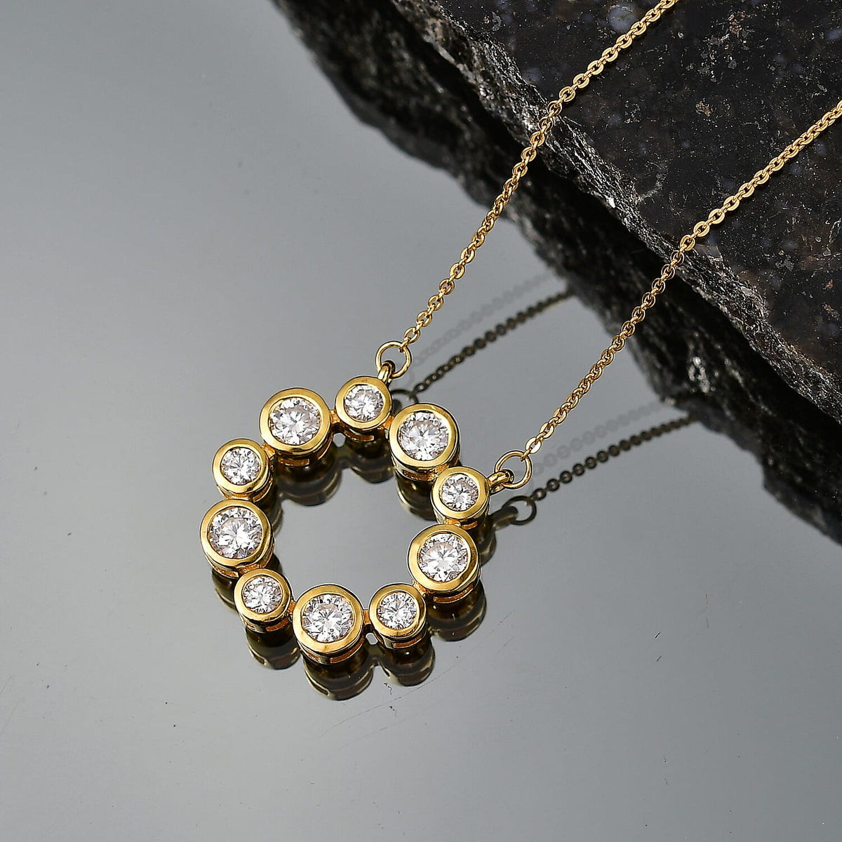 D'Joy - Moissanite Bubble Wreath Circle Necklace (Size - 20) with Lobster Clasp in Yellow Gold Plated Sterling Silver 1.70 Ct. 8571943 3