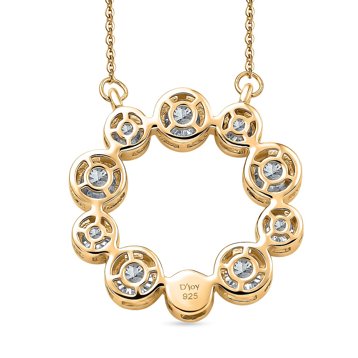 D'Joy - Moissanite Bubble Wreath Circle Necklace (Size - 20) with Lobster Clasp in Yellow Gold Plated Sterling Silver 1.70 Ct. 8571943 5
