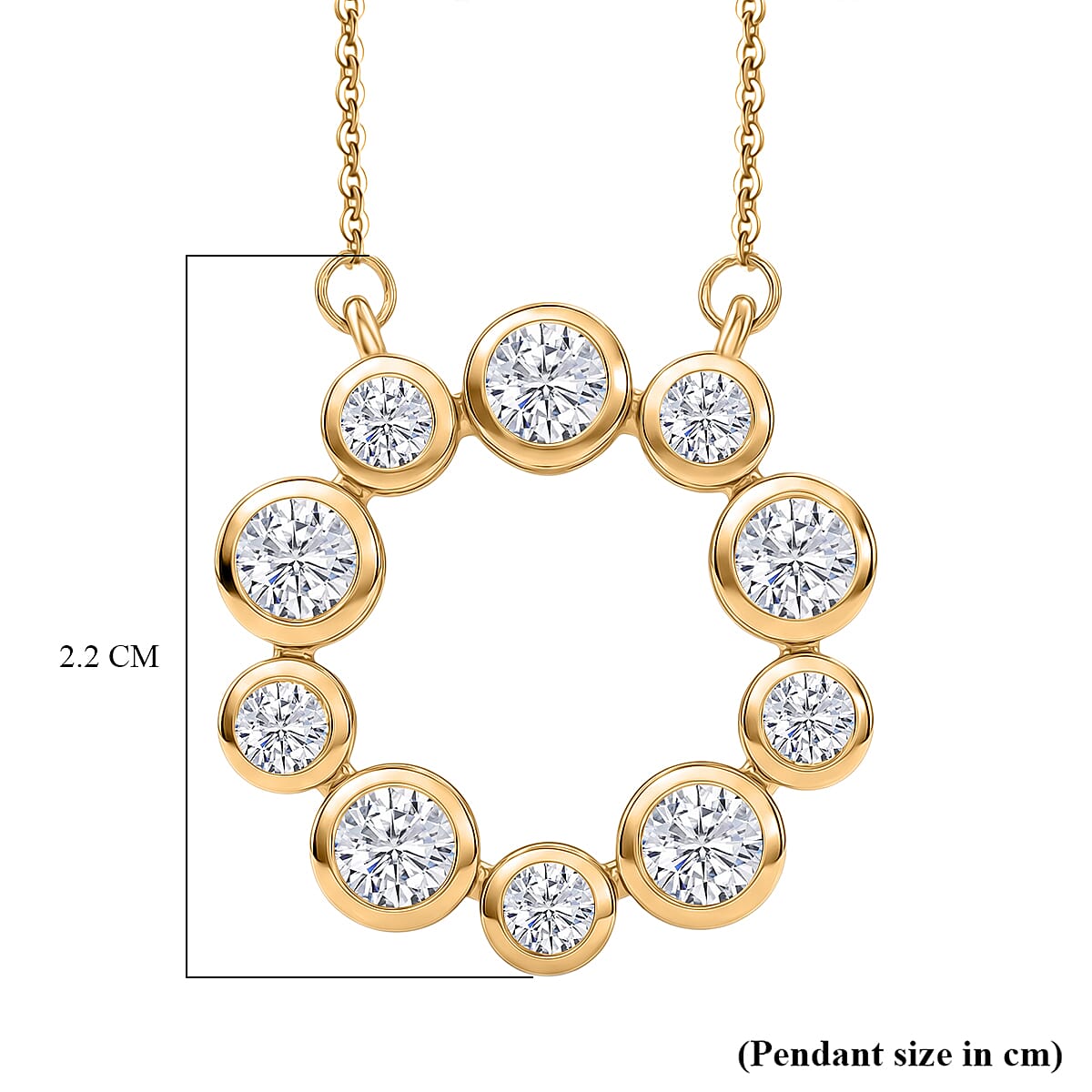 D'Joy - Moissanite Bubble Wreath Circle Necklace (Size - 20) with Lobster Clasp in Yellow Gold Plated Sterling Silver 1.70 Ct. 8571943 6