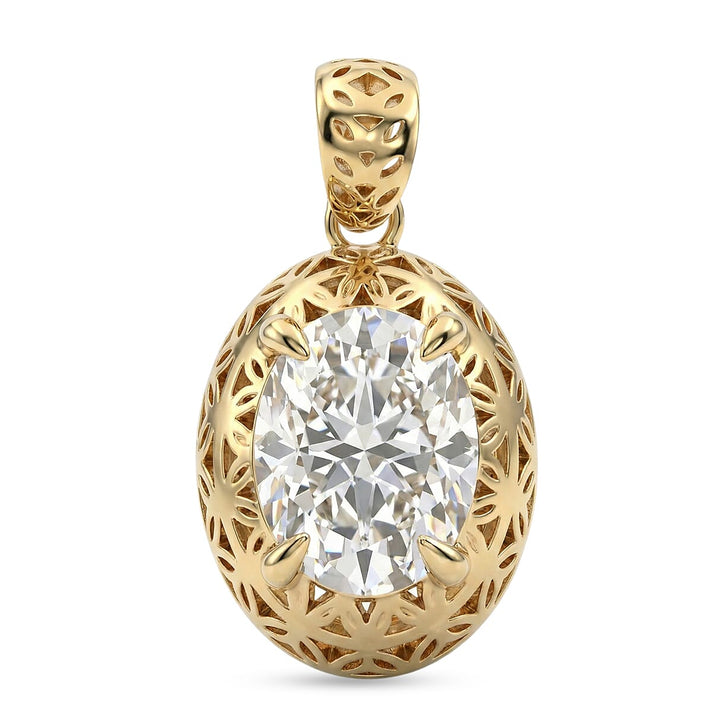 Mirage Collection - Moissanite Oval Cut Pendant in Yellow Gold Plated Sterling Silver 2.00 Ct. 8432392 1
