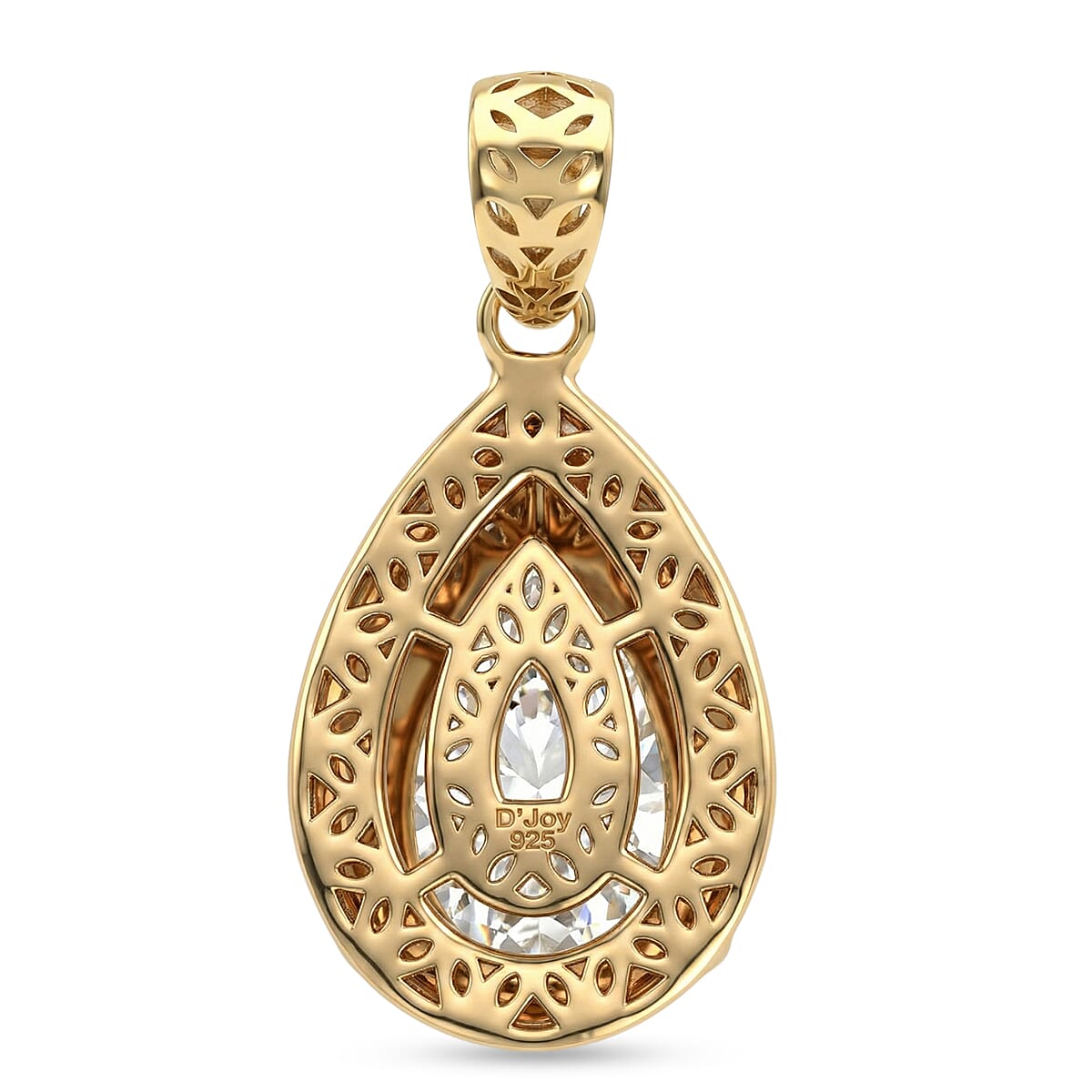 Tarakashi Collection - D'Joy Moissanite Pear Cut Solitaire Pendant in Yellow Gold Plated Sterling Silver 2.08 Ct. 8432393 4