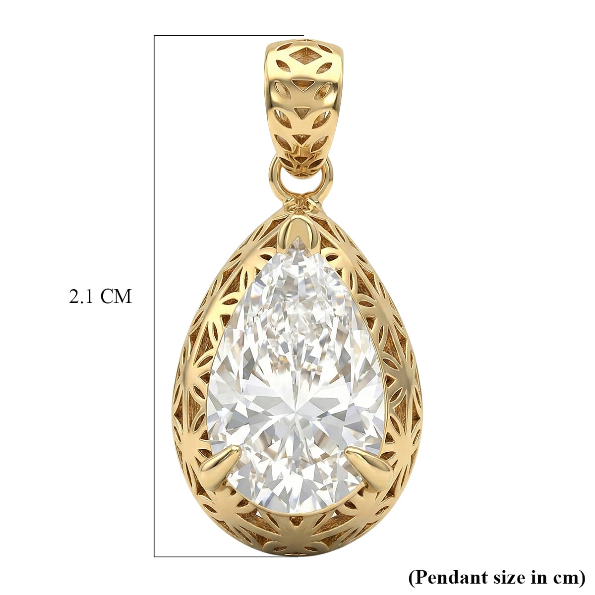 Tarakashi Collection - D'Joy Moissanite Pear Cut Solitaire Pendant in Yellow Gold Plated Sterling Silver 2.08 Ct. 8432393 5