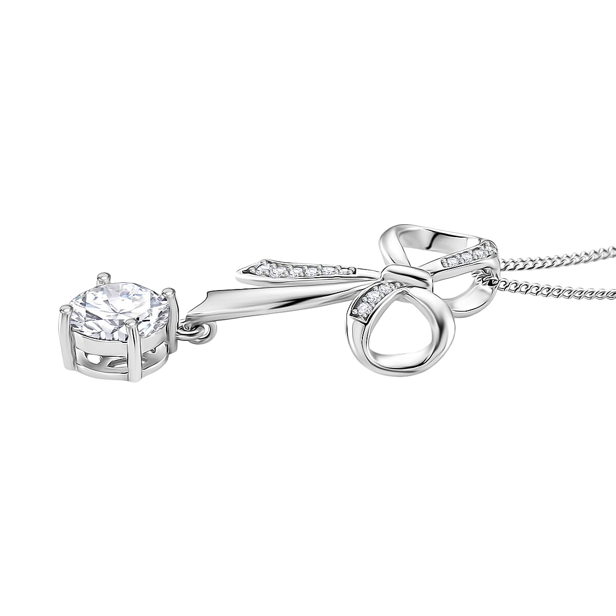 1.9 Ct. Moissanite Solitaire set(cp) in Rhodium Sterling Silver 4425549 4