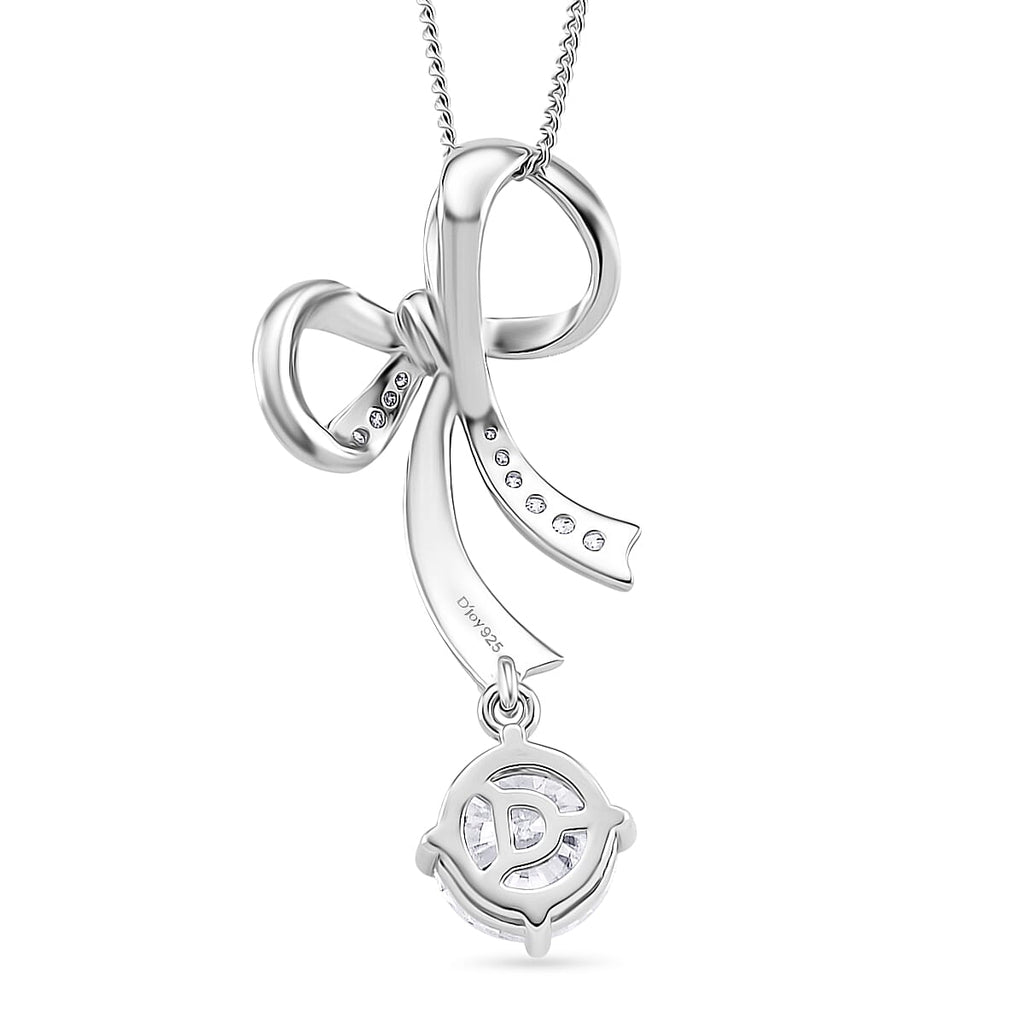 D'Joy Moissanite Pendant with Chain (Size 18) with Lobster Clasp in Rhodium Overlay Sterling Silver 1.94 Ct.
