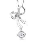 D'Joy Moissanite Pendant with Chain (Size 18) with Lobster Clasp in Rhodium Overlay Sterling Silver 1.94 Ct.