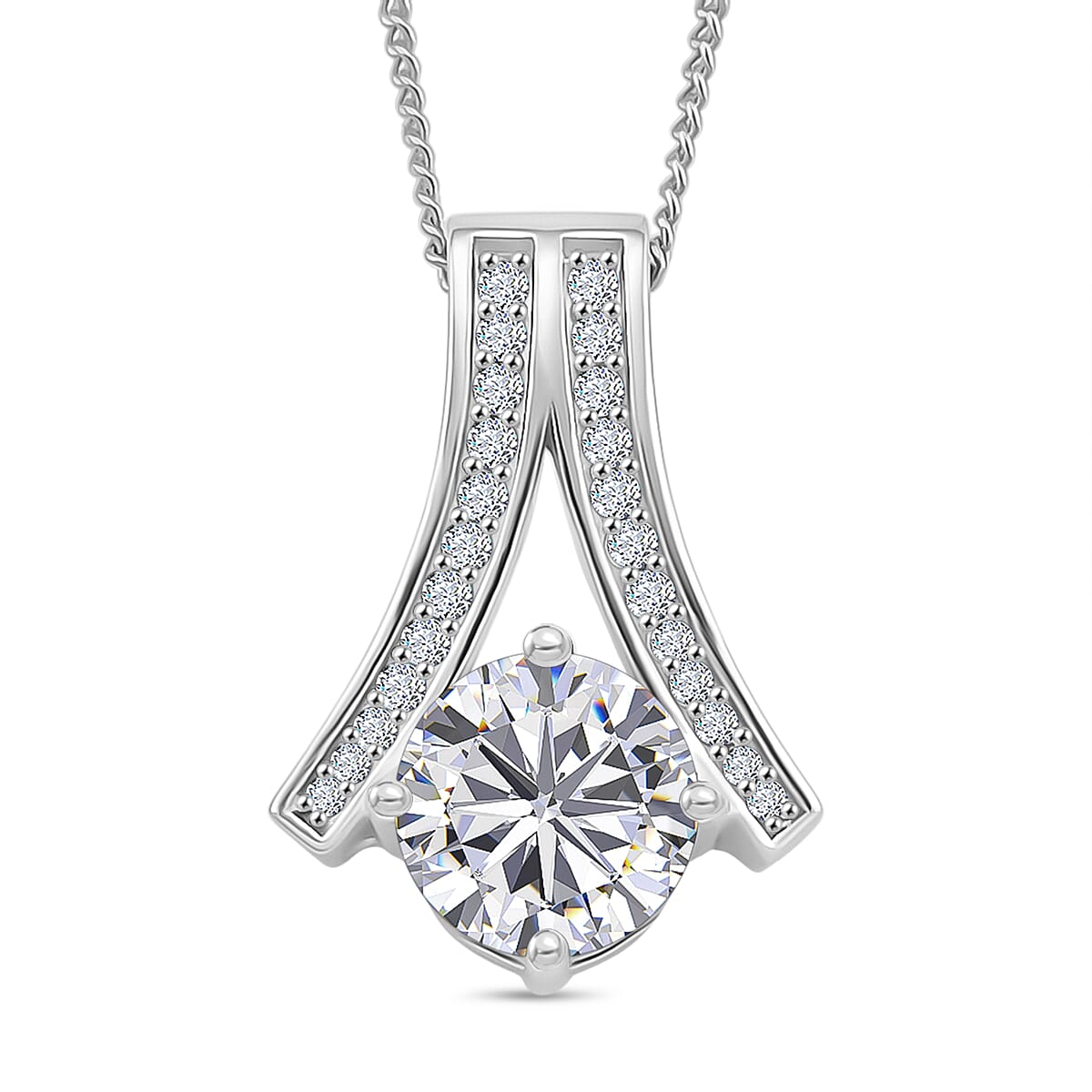 2.1 Ct. Moissanite Solitaire set(cp) in Rhodium Sterling Silver V32520669 0