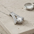 D'Joy Moissanite Pendant with Chain (Size 18) with Lobster Clasp in Rhodium Overlay Sterling Silver 2.06 Ct.