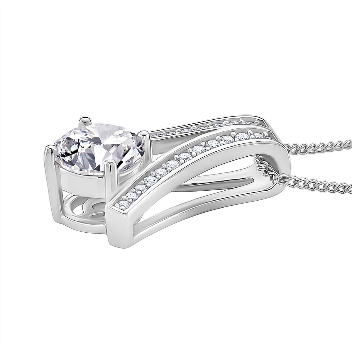 2.1 Ct. Moissanite Solitaire set(cp) in Rhodium Sterling Silver V32520669 4