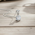 D'Joy Moissanite Pendant with Chain (Size 18) with Lobster Clasp in Rhodium Overlay Sterling Silver 2.60 Ct.
