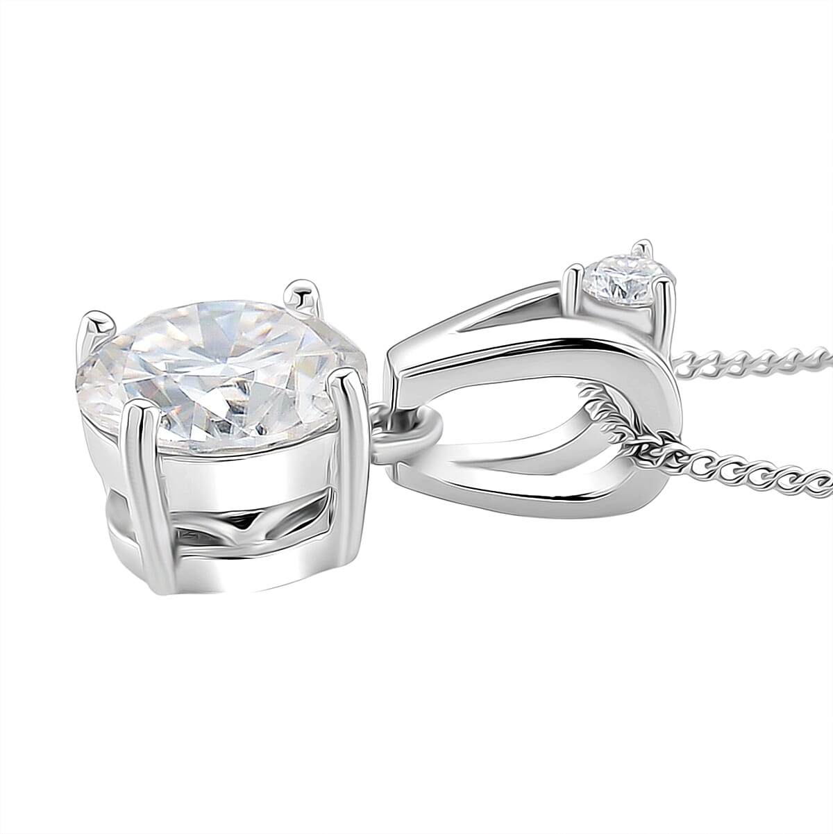 D'Joy Moissanite Pendant with Chain (Size 18) with Lobster Clasp in Rhodium Overlay Sterling Silver 2.60 Ct. 4425553 3