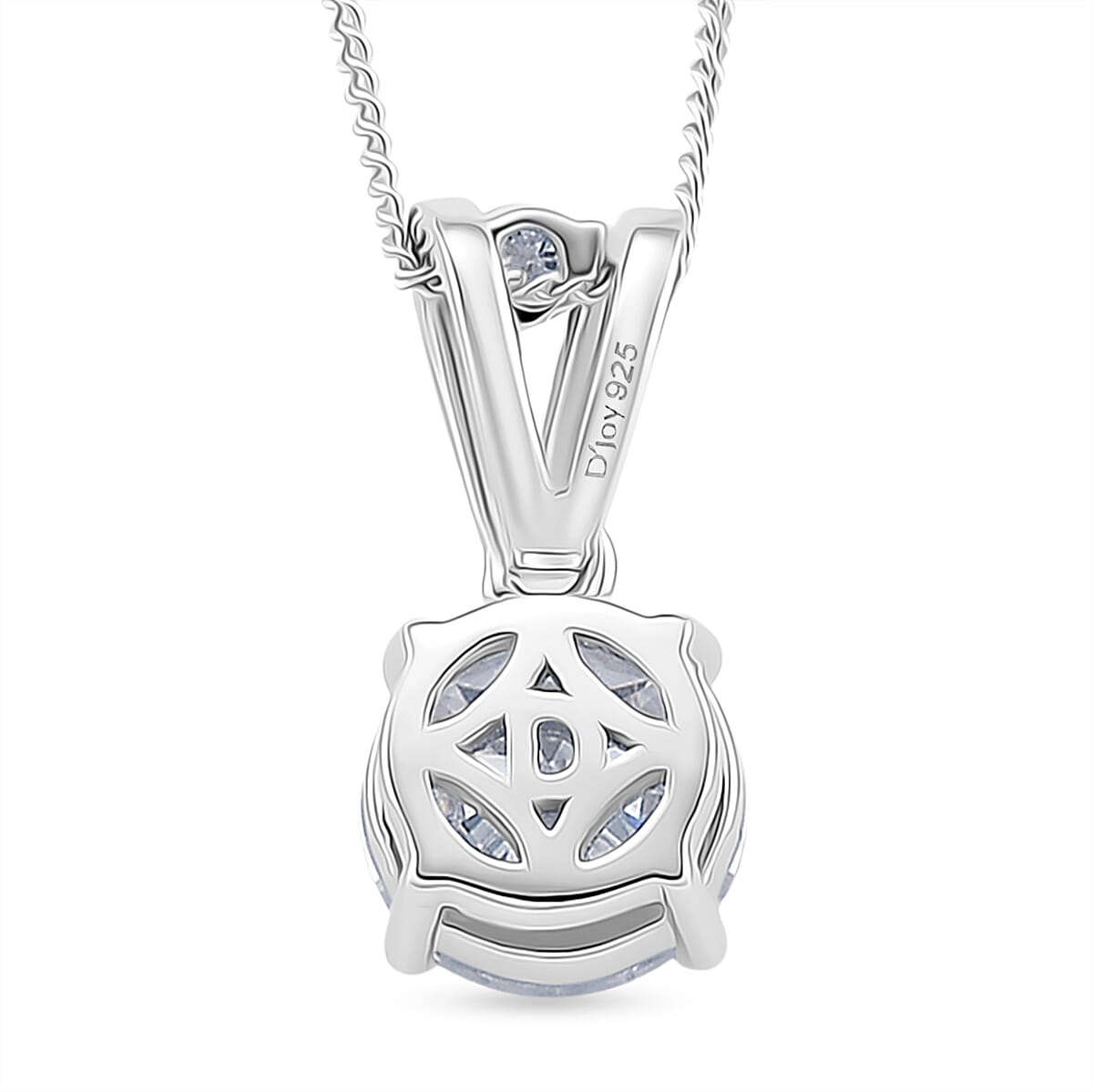 D'Joy Moissanite Pendant with Chain (Size 18) with Lobster Clasp in Rhodium Overlay Sterling Silver 2.60 Ct. 4425553 4