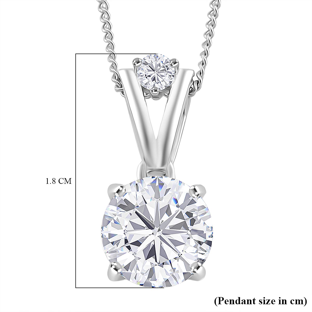 D'Joy Moissanite Pendant with Chain (Size 18) with Lobster Clasp in Rhodium Overlay Sterling Silver 2.60 Ct. 4425553 6