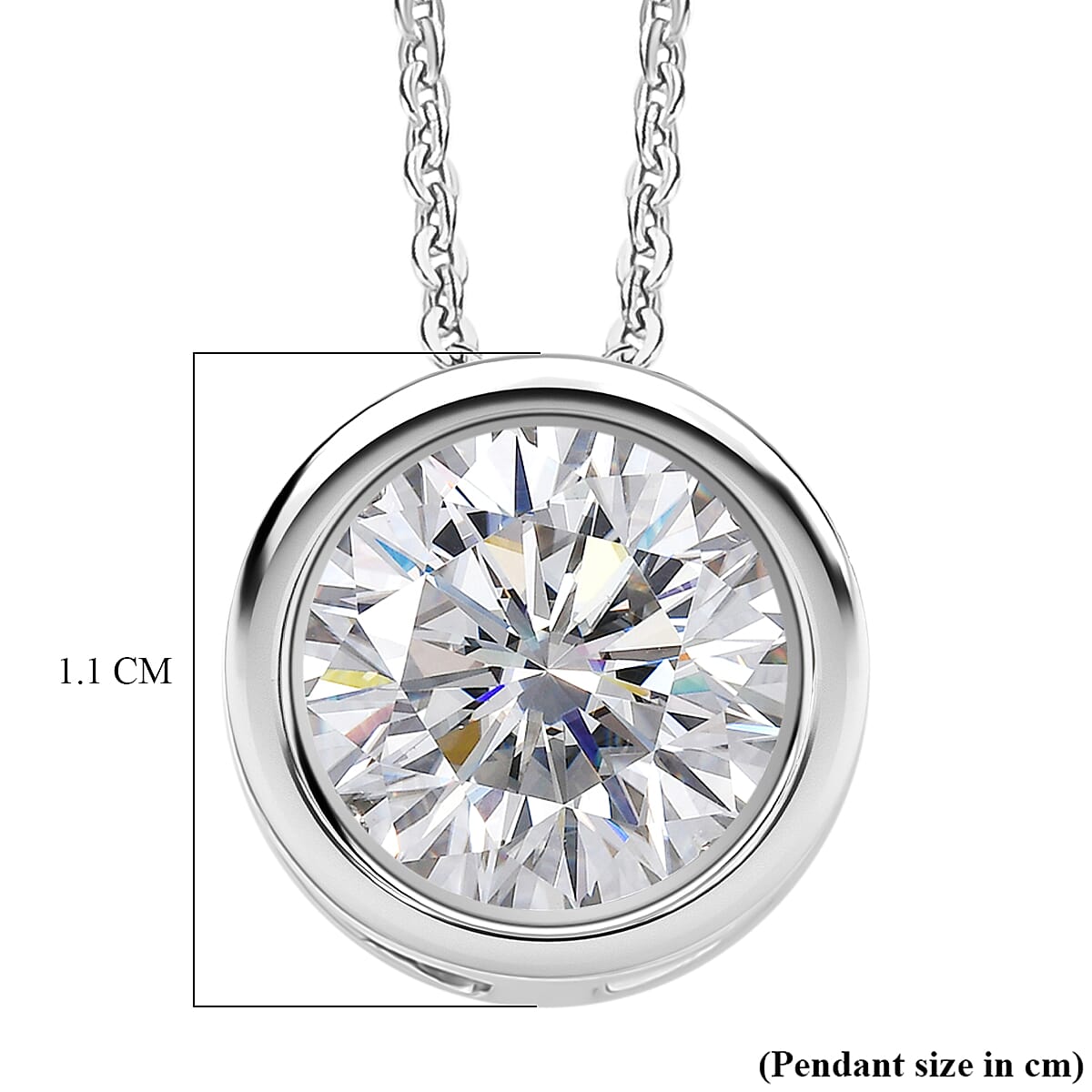 D'Joy Moissanite Solitaire Pendant with Chain (Size 20) in Platinum Overlay Sterling Silver 2.55 Ct. 4448989 7