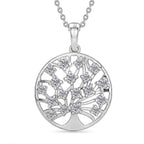 D'Joy - Moissanite Tree of Life Pendant with Chain (Size 20) in Platinum Overlay Sterling Silver