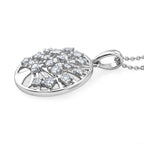 D'Joy - Moissanite Tree of Life Pendant with Chain (Size 20) in Platinum Overlay Sterling Silver