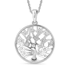 D'Joy - Moissanite Tree of Life Pendant with Chain (Size 20) in Platinum Overlay Sterling Silver
